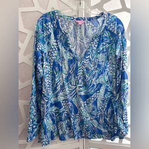 Lilly Pulitzer Vibrant Blue and Green shirt